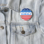 Badge Rond 5 Cm Kamala Harris USA Drapeau Personnalisé Texte Élect (En situation)