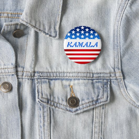 Badge Rond 5 Cm Kamala Harris USA Drapeau Personnalisé Texte Élect (En situation)
