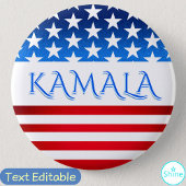 Badge Rond 5 Cm Kamala Harris USA Flag Democrats Texte personnalis