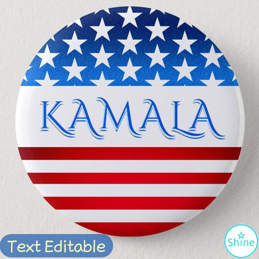 Badge Rond 5 Cm Kamala Harris USA Flag Democrats Texte personnalis