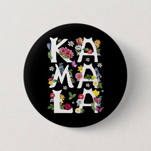 Badge Rond 5 Cm Kamala Harris Vintage Floral Cat Lettres Président