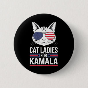Badge Rond 5 Cm Kamala Pour Président - Cat Lady Uni Premium