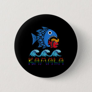 Badge Rond 5 Cm Kamala sur Trump Blue Wave Big Fish Mange Small Fi
