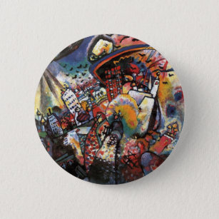 Badge Rond 5 Cm Kandinsky Moscou I Cityscape peinture Abstraite