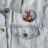 Badge Rond 5 Cm "KANGOUROU de BOXE," - bouton (En situation)