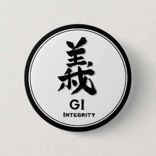 Badge Rond 5 Cm Kanji de samouraïs de vertu de bushido d'intégri