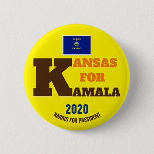 Badge Rond 5 Cm Kansas pour Kamala Harris à la présidence 2020