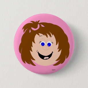 Badge Rond 5 Cm Kapskids Young Girls Face Blue Eyes Bouton Badton