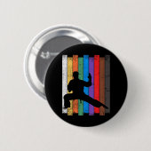 Badge Rond 5 Cm Karate Bel Karate Silhouette Arts martiaux (Devant & derrière)