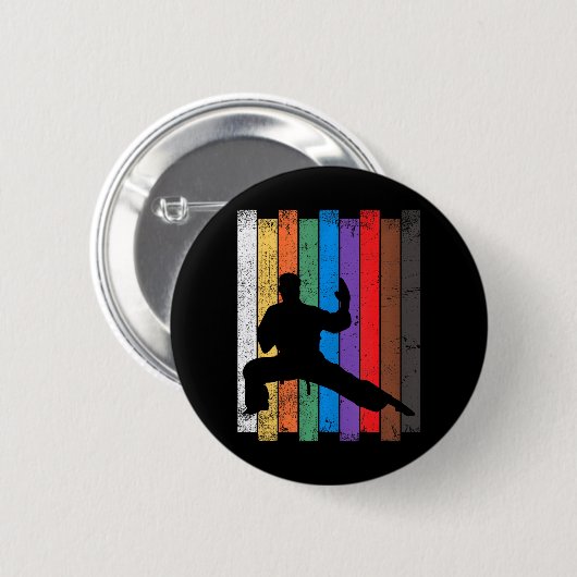 Badge Rond 5 Cm Karate Bel Karate Silhouette Arts martiaux (Devant & derrière)