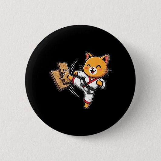 Badge Rond 5 Cm Karate Cat Taekwondo (Devant)
