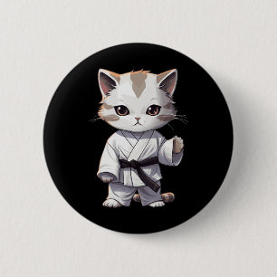 Badge Rond 5 Cm Karate Chaton Mignon Arts Martiaux Chat Pour Amour