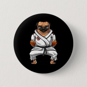 Badge Rond 5 Cm Karate de chien Pug Arts martiaux Kickboxing Jiu J