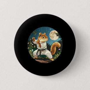 Badge Rond 5 Cm Karate Écureuil Lune Taekwondo Arts Martiaux