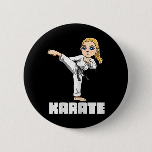 Badge Rond 5 Cm Karate Girl - Enfant des arts martiaux japonais