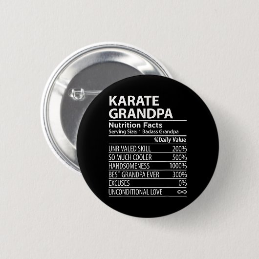 Badge Rond 5 Cm Karate Grandpa Nutrition Fiches Funny Karate Grand (Devant & derrière)