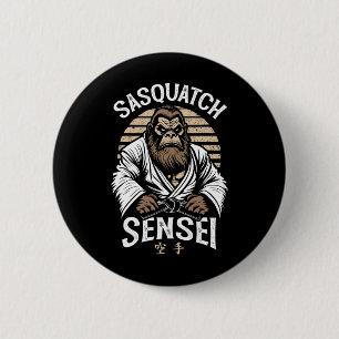 Badge Rond 5 Cm Karate Guerrier Légende Sasquatch Sensei Bigfoot M