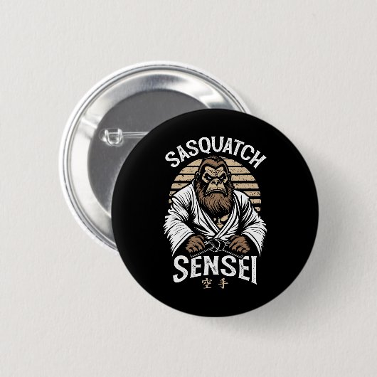 Badge Rond 5 Cm Karate Guerrier Légende Sasquatch Sensei Bigfoot M (Devant & derrière)