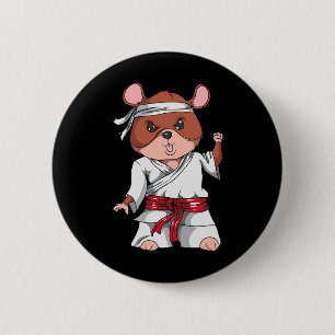 Badge Rond 5 Cm Karate Hamster Kickboxing Art Martial Jiu Jitsu Fa