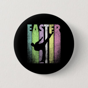 Badge Rond 5 Cm Karate Happy Pâques Funny Printemps Fun Holiday