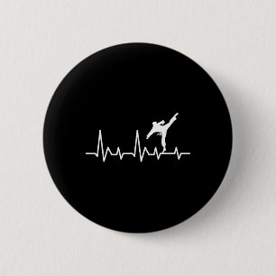 Badge Rond 5 Cm Karate Heartbeat - entraîneur en arts martiaux Kar