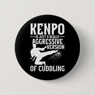 Badge Rond 5 Cm Karate Martial Arts Girl Lady Kenpo School Fighter