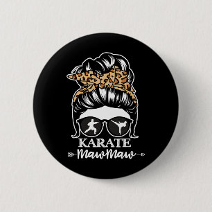 Badge Rond 5 Cm Karate Mawmaw Messy Bun Cheveux Funny Karate Fight