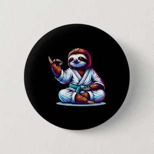 Badge Rond 5 Cm Karate Sloth Embrasser la sérénité du calme