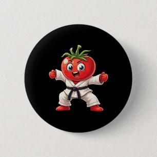 Badge Rond 5 Cm Karate Tomate Judogi Puissance Drôle Arts Martiaux
