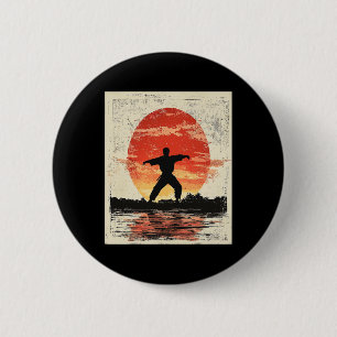 Badge Rond 5 Cm Karate vintage détendue Silhouette Mart japonais