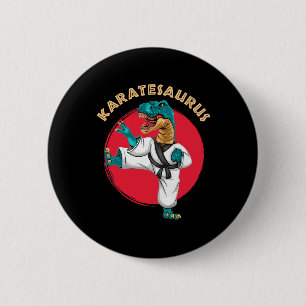 Badge Rond 5 Cm Karatesaurus Drôle Dinosaure de karaté
