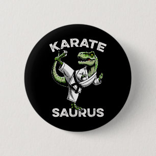 Badge Rond 5 Cm Karatesaurus T-rex Karaté Dino Dinosaure Drôle Mar