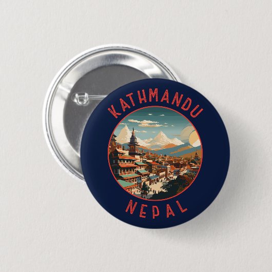 Badge Rond 5 Cm Kathmandu Nepal Cercle en détresse rétro (Devant & derrière)