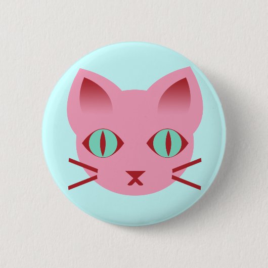 Badge Rond 5 Cm Kawaii Anime Kitty Chat rose rouge Turquoise (Devant)