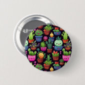 Badge Rond 5 Cm Kawaii Cactus Friends Button (Devant & derrière)