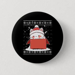 Badge Rond 5 Cm Kawaii Chat Dans Une Boîte Noël Mignonne Anime Ado