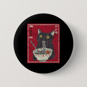 Badge Rond 5 Cm Kawaii Chat Ramen Japonais Nourriture Amusante Ani