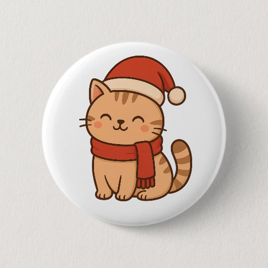 Badge Rond 5 Cm Kawaii Christmas Cat with Scarf (Devant)