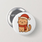Badge Rond 5 Cm Kawaii Christmas Cat with Scarf (Devant & derrière)