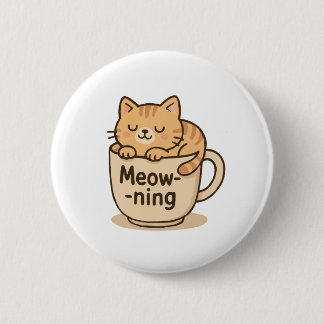 Badge Rond 5 Cm Kawaii Coffee Cat