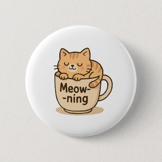 Badge Rond 5 Cm Kawaii Coffee Cat (Devant)