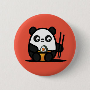 Badge Rond 5 Cm Kawaii Cute Sushi Panda