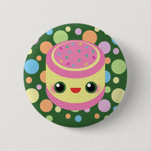 Badge Rond 5 Cm Kawaii Gâteau sucré à la garde sur les points de b