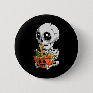 Badge Rond 5 Cm Kawaii japonais Anime Skeleton Halloween Ramen Foo