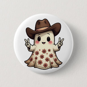 Badge Rond 5 Cm Kawaii Japonais Pastel Cowboy Ghost Halloween