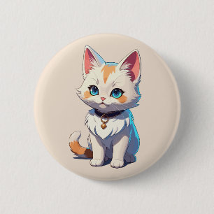 Badge Rond 5 Cm Kawaii Kitten avec charme Feline