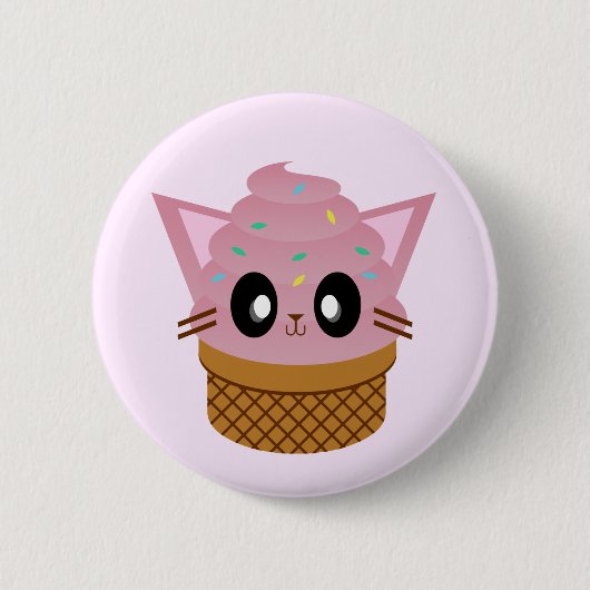 Badge Rond 5 Cm kawaii kitty cone glace chat meow (Devant)