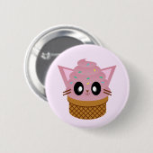 Badge Rond 5 Cm kawaii kitty cone glace chat meow (Devant & derrière)