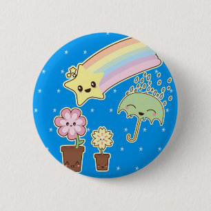 Badge Rond 5 Cm Kawaii météo arc-en-ciel motif si mignon