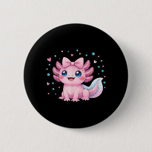 Badge Rond 5 Cm Kawaii Mignon Axolotl Coquette Nœud Femmes Filles